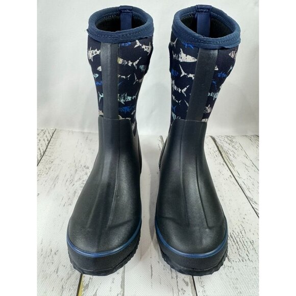 Hugrain Toddler Kids Shark Print Waterproof Neoprene Rain Boots Size 2 - Picture 1 of 5